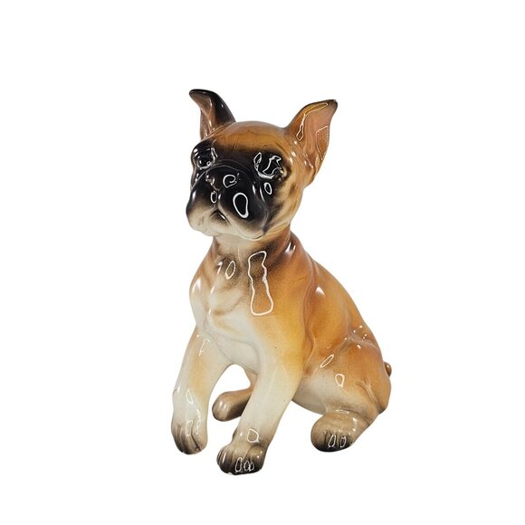 Vintage Lefton Boxer Dog Figurine Collectible Sitting Ceramic - Picture 2 of 8